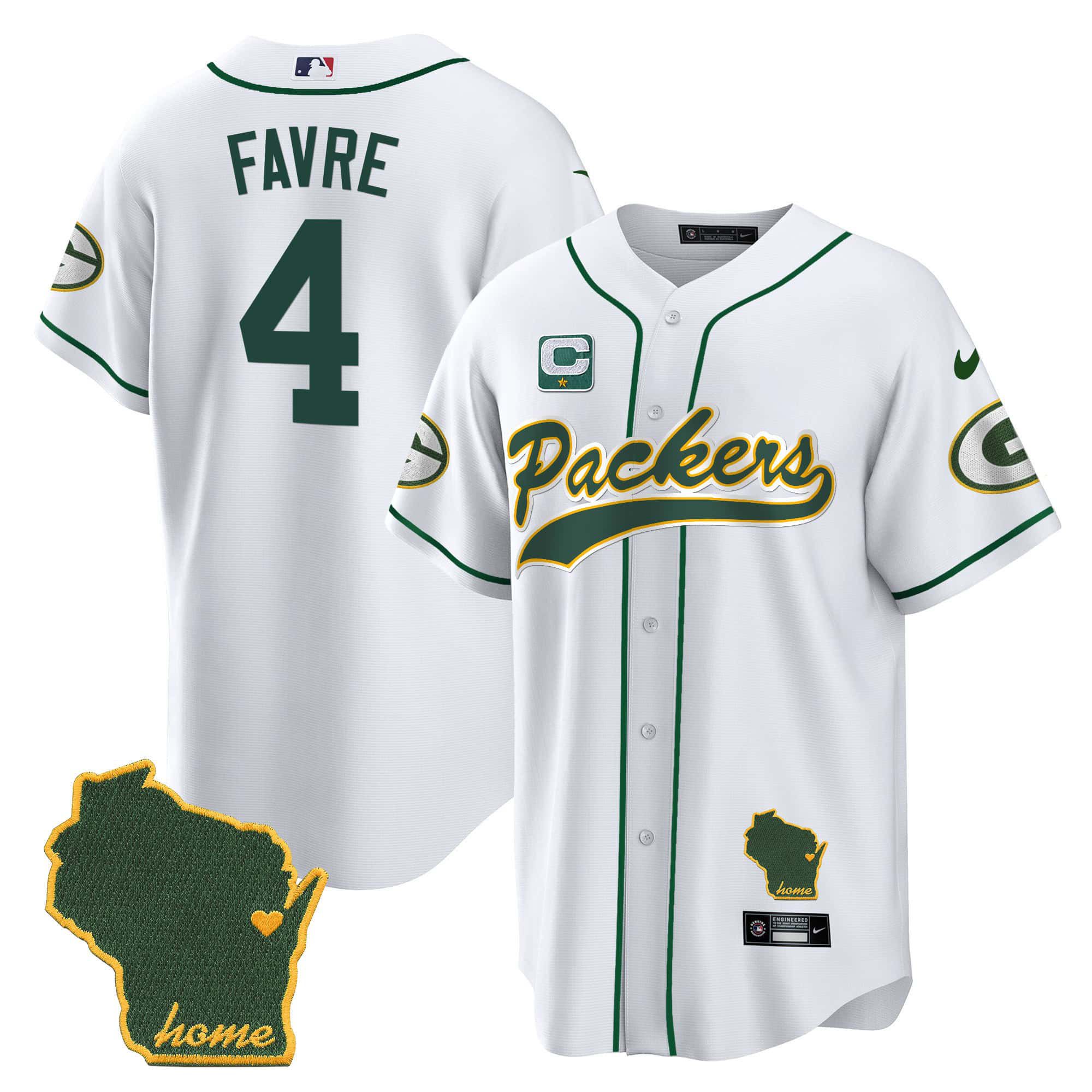 Men Green Bay Packers #4 Favre White 2024 Nike Home Patch Baseball NFL Jersey->indianapolis colts->NFL Jersey
